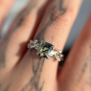 moss agate fairy ring,  promise ring for him, tree branch ring, forest fairy ring, fantasy engagement ring