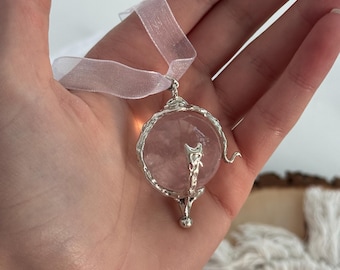 rose quartz necklace, custom cosplay, heart of kandrakar , rose quartz fairy pendant, rose quartz sphere, wendy witch cosplay jewelry