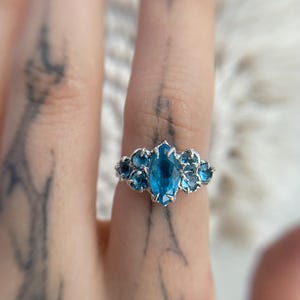 fairy blue topaz ring, Topaz tree branch ring, fantasy engagement ring, topaz twig ring , celestial ring