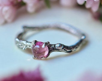 pink tourmaline ring, fairy ring, tree branch ring, pink tourmaline ring, fantasy ring, watermelon tourmaline Twig ring