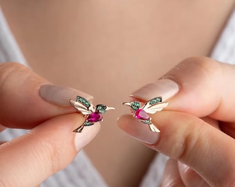 Orecchini A Perno Colibrì, Piccoli Borchie Colibrì - Foto 6