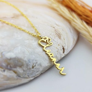 Vertical Name Necklace, Custom Name Necklace, Nameplate Necklace, Personalized Gifts, Birthday Gift For Her, Name Jewelry for Women