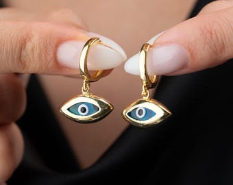 Boze oog sterlingzilveren oorringen: Turkse Nazar-bescherming