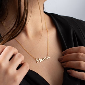 Handwriting Mama Necklace, Silver Mother Necklace, Minimalist Tiny Mom Necklace, Mothers Day Gift, Dainty Gold Mama Necklace, Mom Gift Ideas