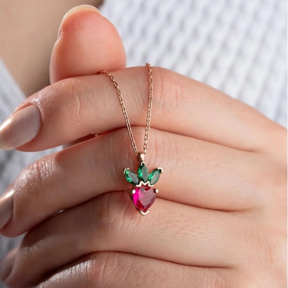 Anello A Fragola In Argento Sterling Con Cuore | Gioiello A Forma Di Frutto | Regalo San Valentino Compleanno Per Lei | Taglia 7 (US)