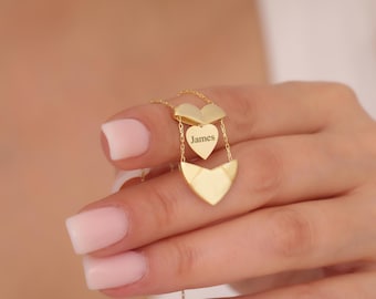 Personalized Heart Envelope Necklace: Custom Nameplate Love Letter Locket