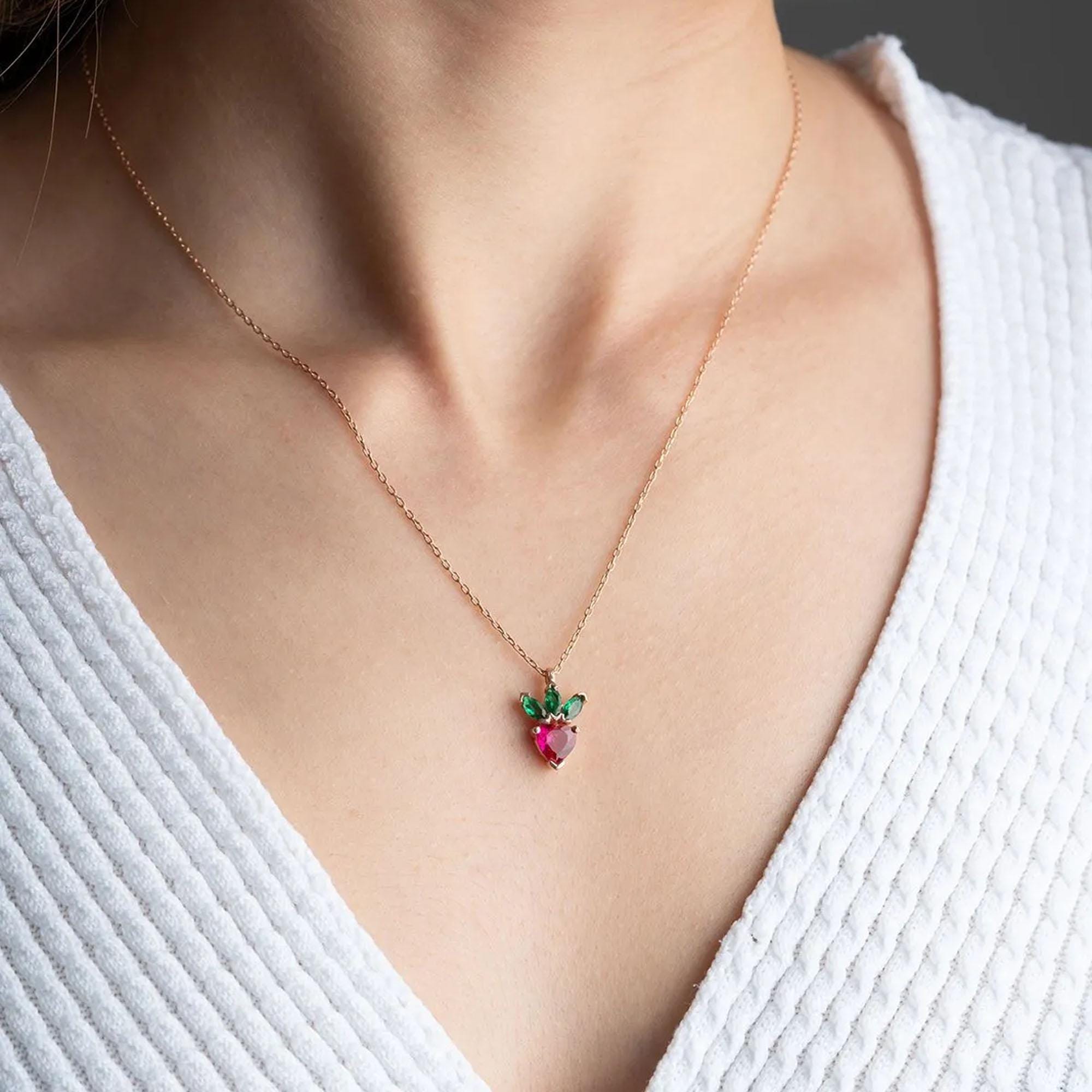 Simpatiche frutta fragola cuore rosa collana di perle finte per ragazze adolescenti vacanze estive collane di perline gioielli per la fidanzata Dau  36