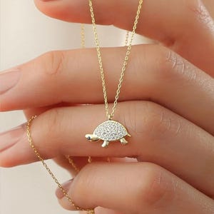 Dainty Turtle Necklace, Sterling Silver Turtle Necklace, Gold Turtle Charm, Animal Necklace, Turtle Gifts for Women, Nature Necklace