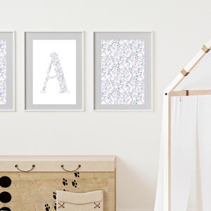 Liberty Print Floral Monogram Initial Wall Art | Custom Nursery Decor | Baby Girl Gift | Initial Wall Art for Girls | Custom Baby Room Decor