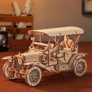 ROKR Classic Car 3D Wooden Puzzle – 1:15 Scale Vintage Model Kit, Montessori Toy for Kids & Adults DIY Enthusiasts