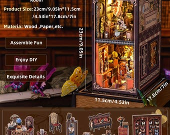 Puede incluir: Un kit de casa de muñecas en miniatura con temática de mariposas. La casa de muñecas está hecha de madera y papel y presenta un interior detallado con muebles y accesorios. La casa de muñecas mide 23 cm de alto, 11,5 cm de ancho y 17,8 cm de profundidad.