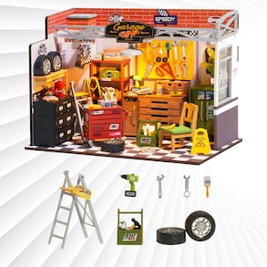 DIY Miniature Garage Workshop Kit with LED Lights