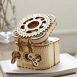 3D Wooden Treasure Box Puzzle Kit: DIY Assembly Toy Gift