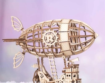 3D Wooden Airship Puzzle Kit: Mechanical STEM Brain Teaser