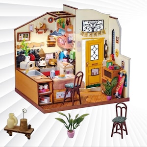 Rolife Cozy Kitchen Miniature Dollhouse Kit: 3D Wooden Puzzle DIY Craft Set