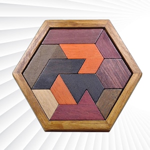 Hexagonal Wooden Geometric Puzzle Board - Montessori Chess Game, Educational Toy & Brain-Boosting Intelligence Activity