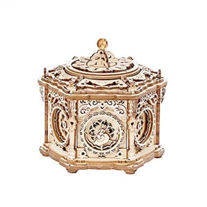 DIY 3D Wooden Mechanical Music Box Kit - Brain-Teasing Model Puzzle Gift for Teens, Girls & Women