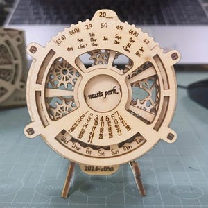 DIY 3D Wooden Perpetual Calendar Puzzle Kit - Mechanical Gears Toy, Brain Teaser & Engineering Model Building Set, Handmade Craft