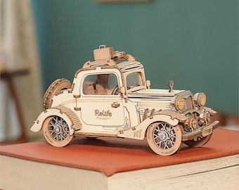 Modello di puzzle 3D in legno di auto d'epoca - Kit fai da te per bambini e adulti