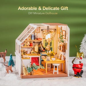 DIY Wooden Miniature Dollhouse Kit - Janson&#39;s Kitchen 1:24 Scale Model, Handmade Building Set for Kids & Adults