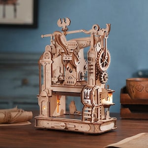 ROKR 3D Wooden Puzzle Model - Mechanical Printing Press with Gears | DIY Mechanical Engineering Kit for Teens