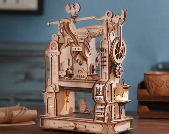 ROKR 3D Wooden Printing Press Puzzle: DIY Mechanical Model Kit
