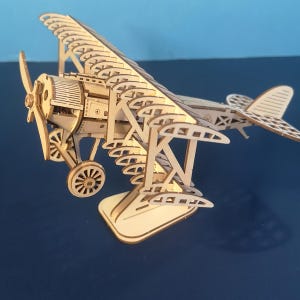 3D Wooden Bi-Plane Puzzle Kit, DIY Craft Model for Adults & Teens, Handmade Wooden Airplane, Perfect Gift for Hobbyists and Creativity Lover