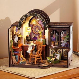 DIY Miniature House Kit: The Magic Study Dollhouse with LED Lights