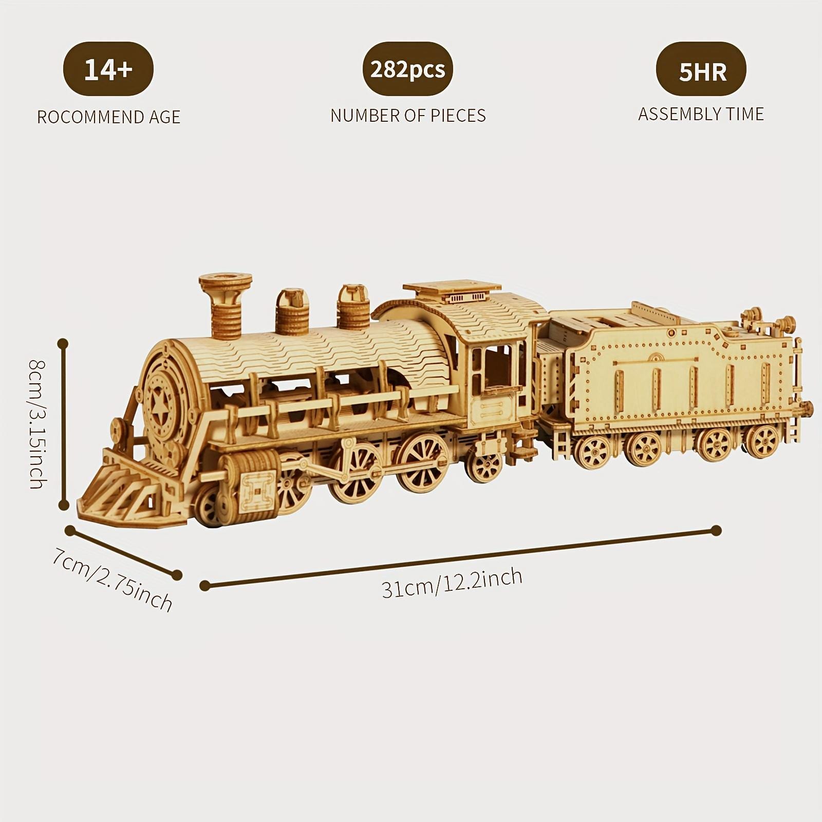 3D Wooden Train Puzzle Kit: DIY Mechanical Model Building - Etsy