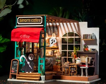 DIY Miniature Dollhouse Kit - Simon's Coffee Shop with Furniture
