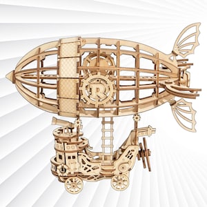 DIY Airship 3D Wooden Puzzle - Brain Teaser Construction Set for Teen