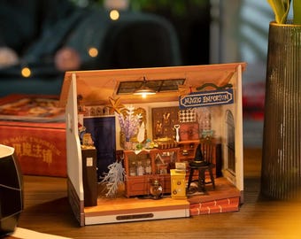 DIY Miniature Dollhouse Kit: Kiki's Magic Emporium Wooden Craft Set
