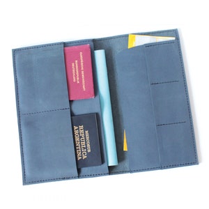 Organizador de viaje premium hecho de cuero genuino – estuche de viaje y billetera hechos a mano – organización perfecta para viajeros frecuentes e idea de regalo