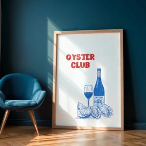 Beach House Oyster Club Print – Oyster Print – Coastal Kitchen Wall Decor – Digital Download Poster