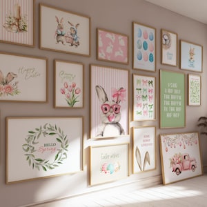 Easter Gallery Wall Art Set of 70 Prints: Spring, Bunny, Easter Eggs Digital Posters