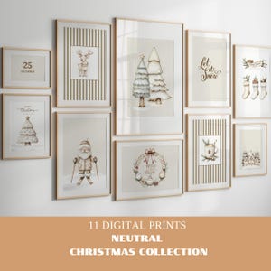 Neutral Christmas Wall Art Prints: Scandinavian Holiday Decor (Digital Download Set of 11 JPEGs)