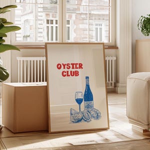 Beach House Oyster Club Print – Oyster Print – Coastal Kitchen Wall Decor – Digital Download Poster
