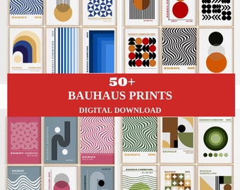 Trendy Bauhaus Exhibition Posters Set of 50+. Mid Century Modern Wall Art.  Abstract Eclectic Wall Art. Digital Download Prints