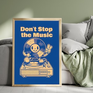 Retro Record Player Poster – Groovy Vintage Music Print – Gift for Music Lovers – Digital Download