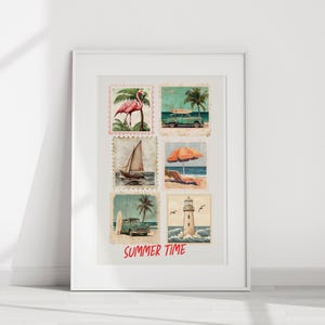 de cartes postales vintage Summer Time – Art mural Rencontrez-moi à la plage | Téléchargement numérique Beachy rétro | Décoration imprimable côtière
