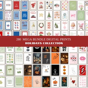 Holiday Gallery Wall 280 Prints: Patriotic, Christmas, Halloween, Easter, Valentine, St. Patrick Printable Bundle