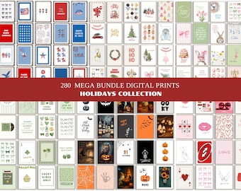 Holiday Gallery Wall 280 Prints: Patriotic, Christmas, Halloween, Easter, Valentine, St. Patrick Printable Bundle