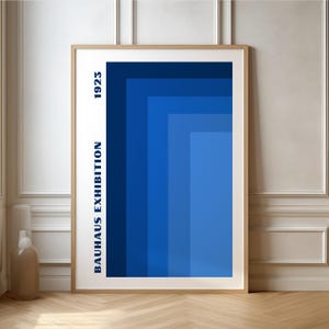 Blaues Bauhaus-Poster, abstrakte Wandkunst im Mid-Century-Modern-Stil zum Ausdrucken