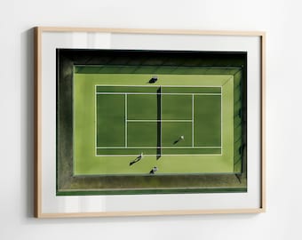 Minimalist Tennis Court Art Print - Modern Sports Decor Gift Poster Digital Download