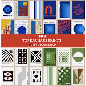 Conjunto de 100 pósteres de pared con galería Bauhaus a todo color: arte abstracto moderno de mediados de siglo, pósteres eclécticos imprimibles, decoración con descarga digital