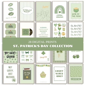 St. Patrick's Day Gallery Wall Set 28 Prints - Printable Green Irish Blessing Posters