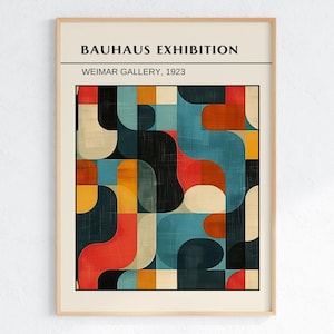 Stampa Bauhaus colorata, arte murale astratta di metà secolo, download digitale