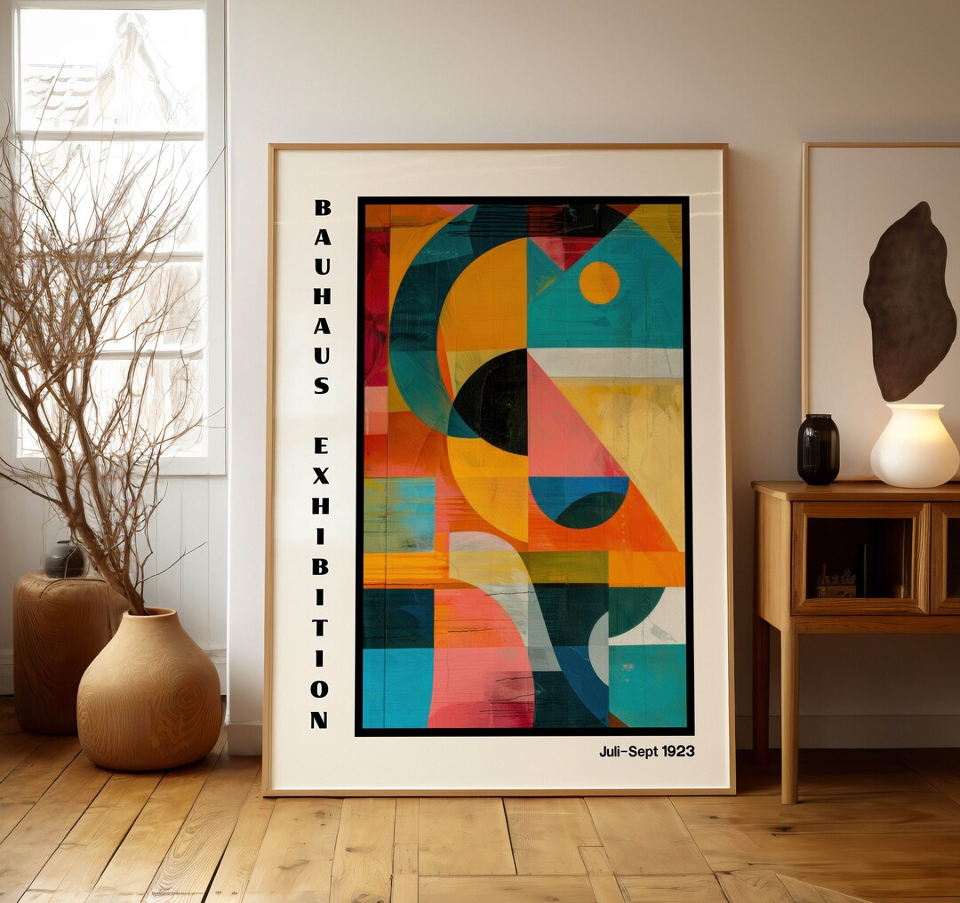 Colorful Bauhaus Exhibition Poster. Mid Century Modern Wall Decor ...