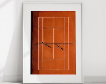 Minimalist Tennis Court Art Print - Modern Sports Decor Gift Poster Digital Download