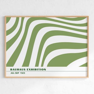 Horizontal Bauhaus Print: Sage Green Abstract Mid Century Modern Wall Art Digital Download
